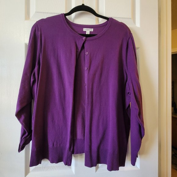 Croft and Barrow Classic purple cardigan  Plus size 3x - Picture 1 of 2